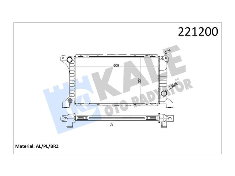 Radyator Transit T12 T15 T19 (93 98) 32MM Al/pl/brz