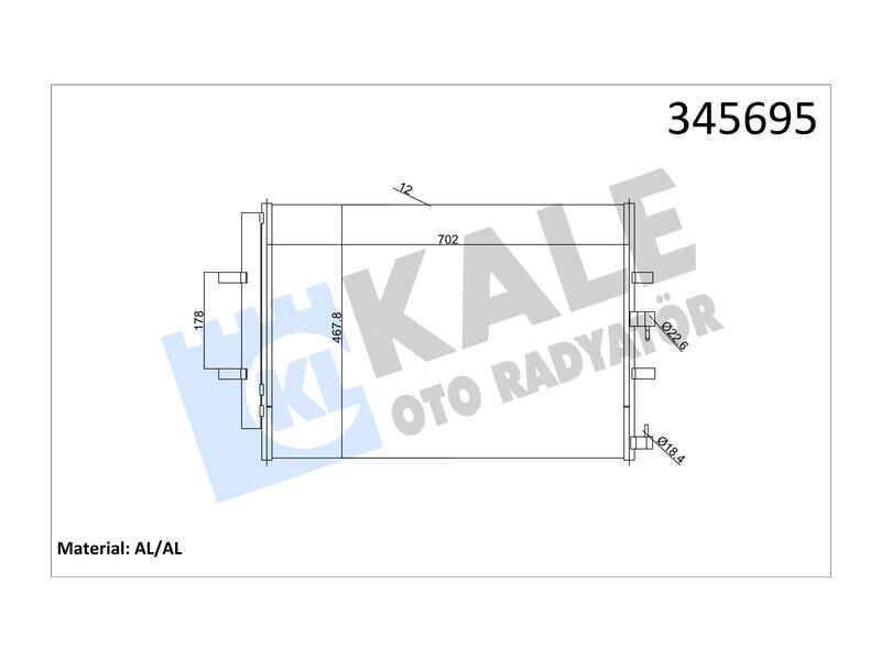Kondenser Transit V363 (14+) Custom (12+) Al Al