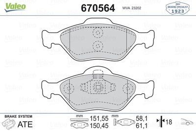 Fren Balatasi Ön Fiesta 1.4TDCI Absli 00 => Fusion 02 => Mazda 121 96 => Mazda 2 03 =>