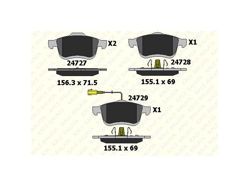 Fren Balatasi Ön 500L 12 => Doblo Iii 10 => Combo 12 =>