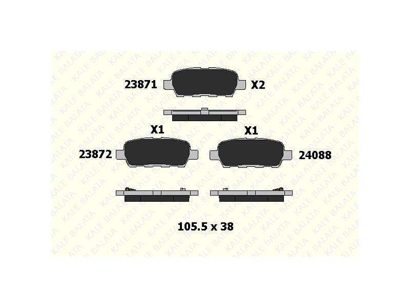Fren Balatasi Arka Koleos Xtrail 2.0 2.2DCI 01 => Infiniti FX35 3.5 03 => FX45 4.5 03 => Grand Vitara 2