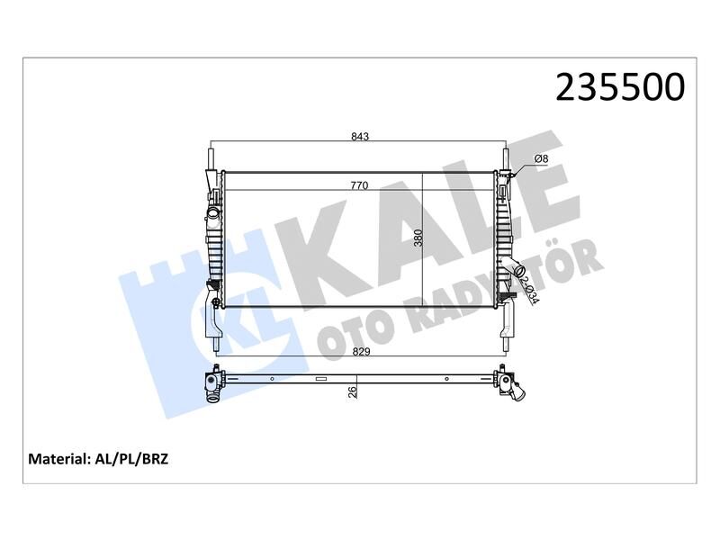 Radyator Transit V347 2.2 2.4 TDCI (06+) (ac) (mt) Al/pl/brz