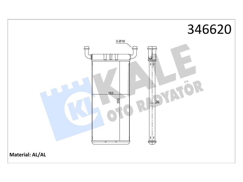 Kalorifer Radyatoru (360X168X26) Crafter 30 - 35 30 - 50 2.0 2.5 TDI 2006 - 2016 Al Mknk