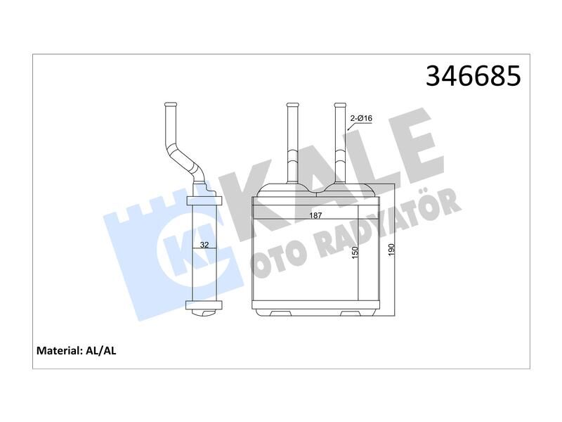 Kalorifer Radyatoru (190X150X33) Corsa B Combo Tigra A