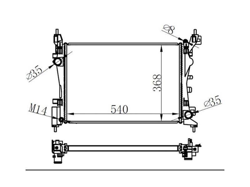 Radyator Nemo 08>BIPPER 08>FIORINO 08> 1.4 (mek+ac+klimasiz) (540X368X18)
