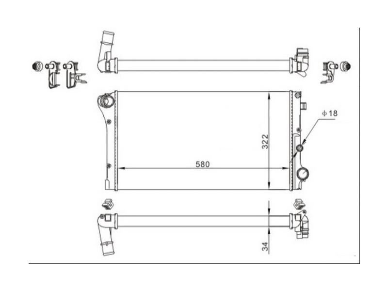 Radyator Panda 44621 Mjtd 03> 617847 Mt (580×322×34)