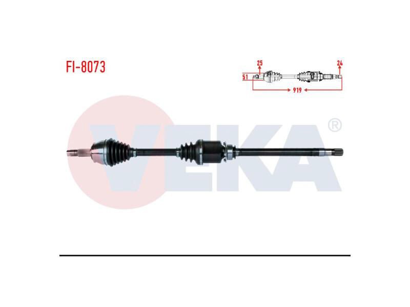 Komple Aks Sağ Ön Uzunluk 919MM Fiorino (225) 1.3 Mjt EURO 5 - 6 2013 -